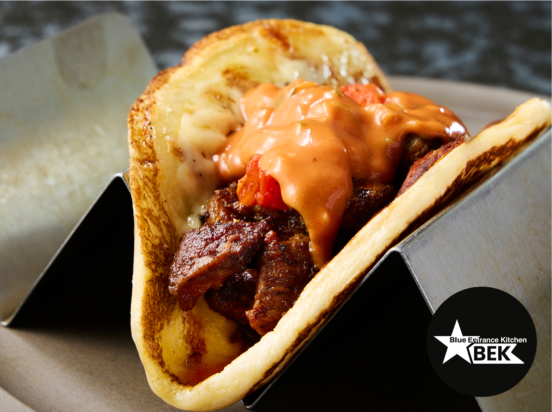 Blue Entrance Kitchen