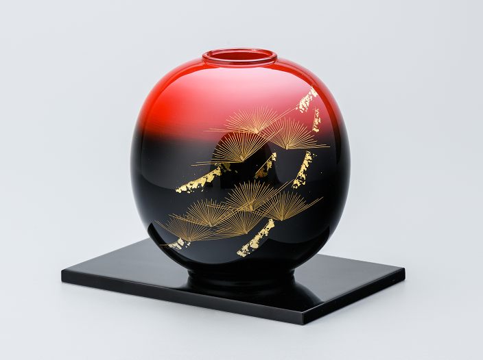 輪島塗 球型花器 雅松沈金