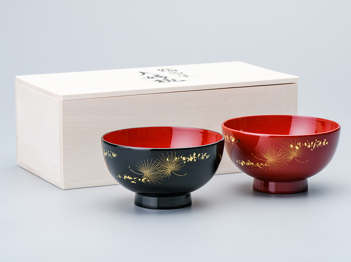 輪島塗 夫婦椀 風化沈金