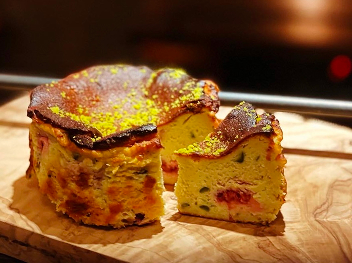 Pistachio and Raspberry cheesecake