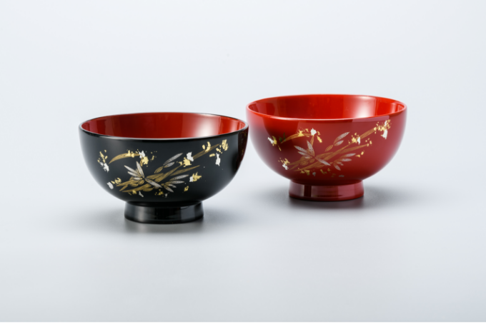 輪島塗夫婦汁椀蘭沈金