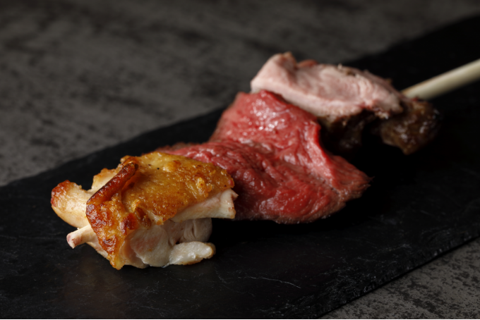 鉄板焼きジビエ串 猪鹿鳥