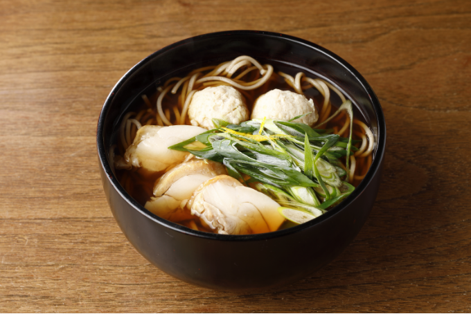 鳥団子と九条ネギ蕎麦